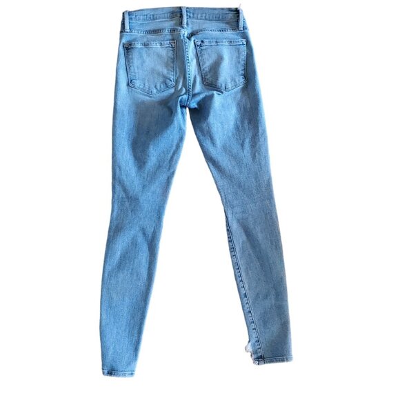 FRAME Denim Le Skinny de Jeanne Mid Rise Distressed Skinny Jeans Blue Sz 23/24 - Picture 3 of 3